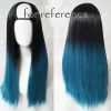 Black Peacock Blue 65 cm U Shape 2 Tone Cosplay Full Wig Long Straight Hair Wig Halloween Dress Up