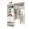 Livelylodge Modular Closet Organizer System: Modern White Open Wardrobe Closet for Bedroom Walk In Closet with 2 Drawers & 6 Shelves & 1 Hanging Rods